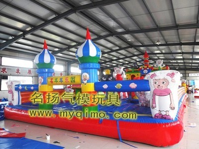 【厂家生产适合全国范围内适用的气模玩具 熊出没大滑梯】价格,厂家,图片,淘气堡,项城市花园名扬气模玩具厂-